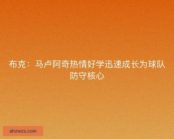 布克：马卢阿奇热情好学迅速成长为球队防守核心
